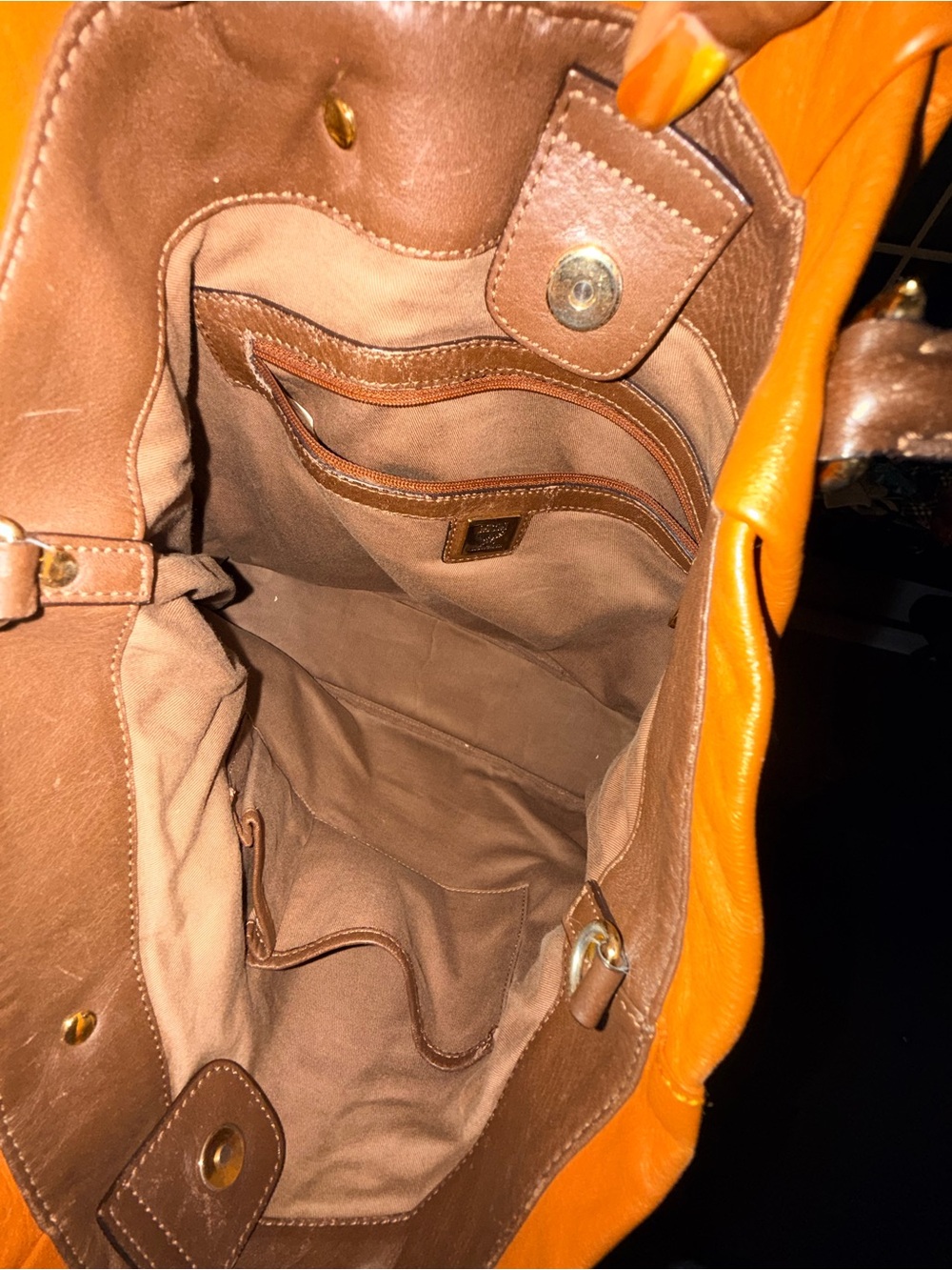 MCM Cognac Leather Tote with Dark Brown Handles - Picture 6 of 16